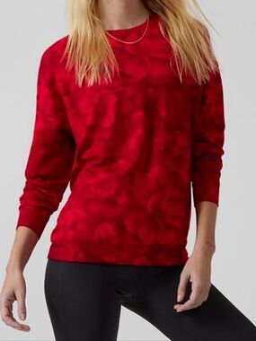 Athleta Chakra Floral Balance Red Pullover Sweatshirt Size Large